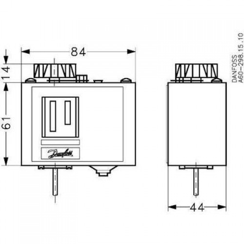 DANFOSS 060L112566 — Реле температуры (термостат) KP, IP 30/44, диапазон регулирования 80...150 °C, длина трубки 2 м 
