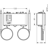 DANFOSS 060L113166 — Реле температуры (термостат) KP 98, IP 30/44, диапазон регулирования OIL 60...120 °C / HT 100...180 °C, длина трубки 1 / 2 м 060L113166
