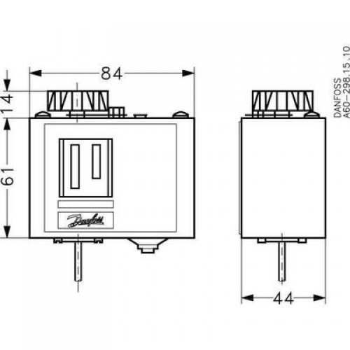 DANFOSS 060L113766 — Реле температуры (термостат) KP 75, IP 30/44, диапазон регулирования 0...35 °C, длина трубки 2 м 