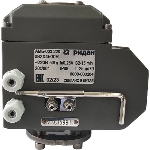 РИДАН 082X4831R — Затвор дисковый ЗДМ с резьбовыми проушинами PN16, DN50, диск — чугун, с электроприводом 220В 