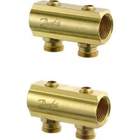 DANFOSS Распределительный коллектор типа FHF с запорным вентилем, конфигурация 8+8 088U0548