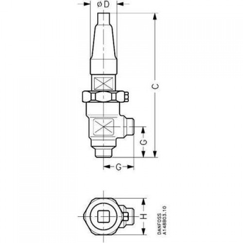 DANFOSS 148B5032 — Запорный клапан SVA-S 6 T ANG CAP 