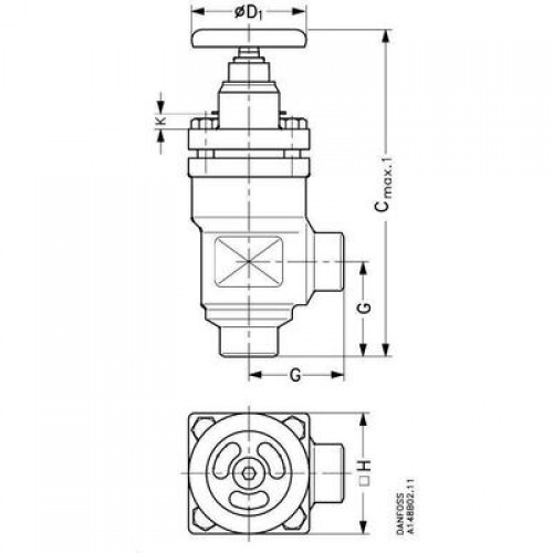 DANFOSS 148B5440 — Запорный клапан SVA-L 25 D ANG H-WHEEL 