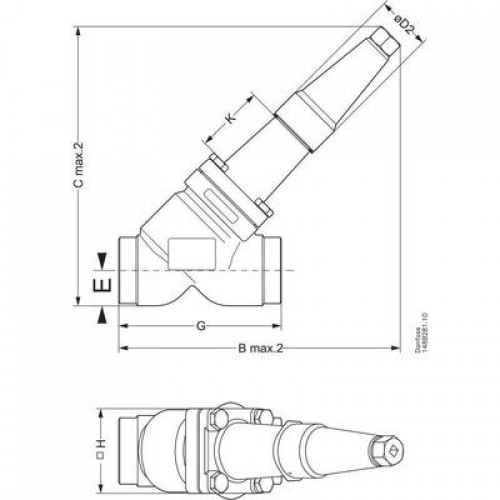 DANFOSS 148B5731 — Запорный клапан SVA-S 50 A STR CAP 