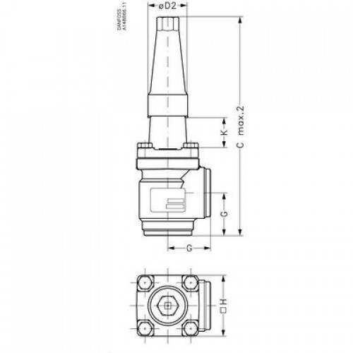 DANFOSS 148B5821 — Запорный клапан SVA-S 65 A ANG CAP 