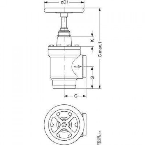 DANFOSS 148B6100 — Запорный клапан SVA-S 125 D ANG H-WHEEL 