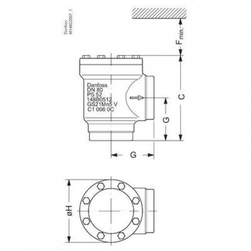 DANFOSS 148B6136 — Клапан обратный CHV 125 D ANG 